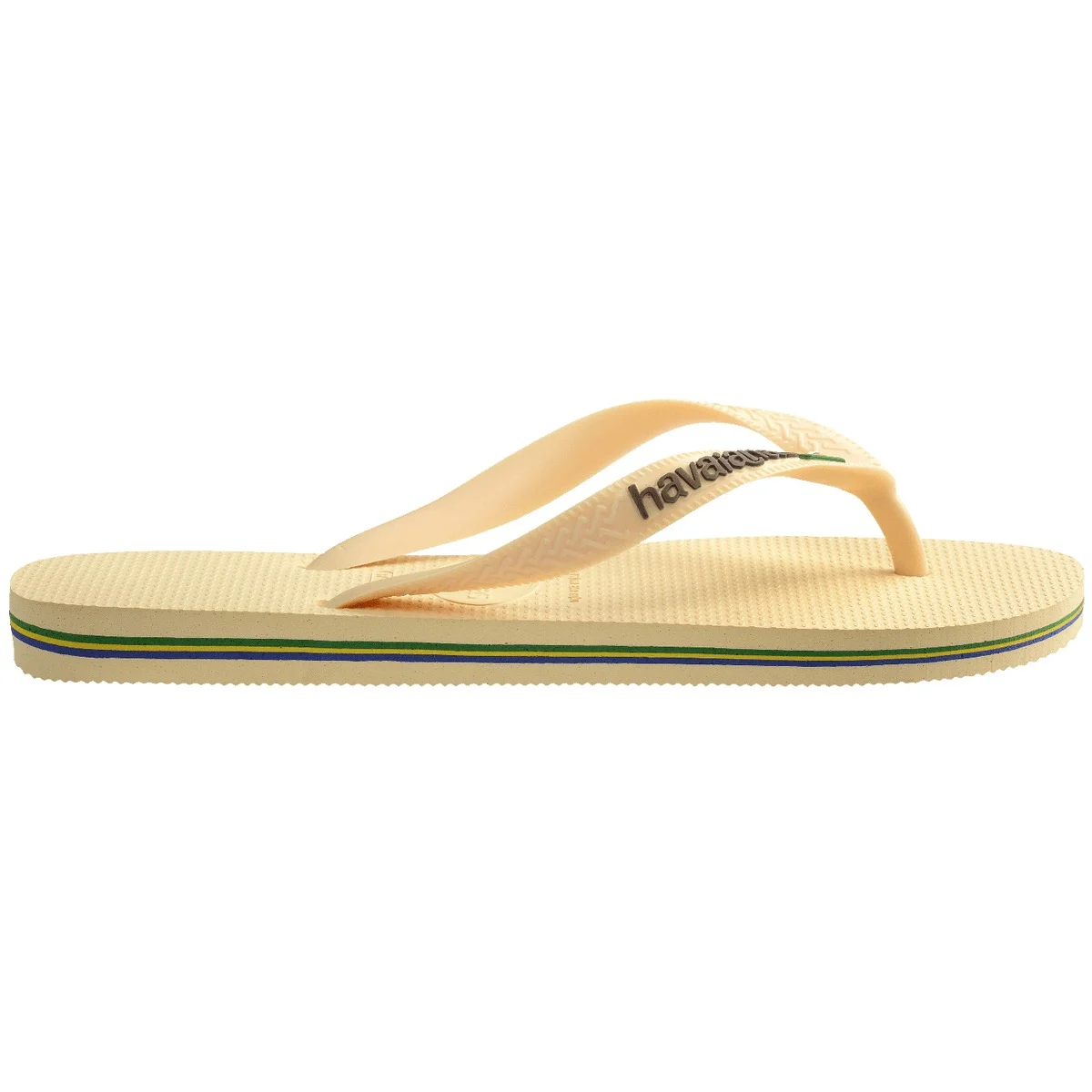 Chinelo Havaianas Brasil Logo Encardida visto de lado